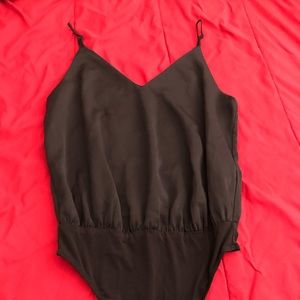 Black satin cami bodysuit